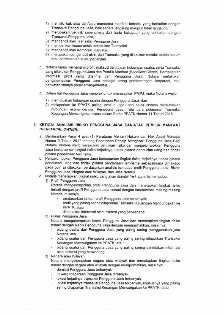 SE No. AHU.UM.01.01-1232 Tentang Panduan Penerapan Prinsip Mengenali  Pengguna Jasa Bagi Notaris