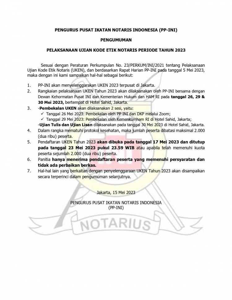 Pengumuman UKEN 2023