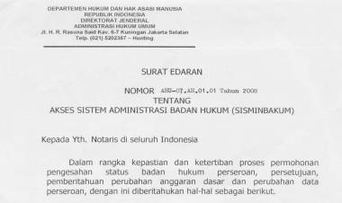 Edaran Dirjen AHU Akses Sisminbakum Tentang Akses Sistem Administrasi Badan Hukum