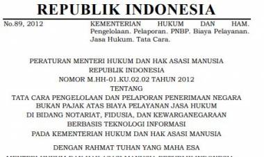 Permenkumham tentang tata cara pengelolaan PNBP thn 2012
