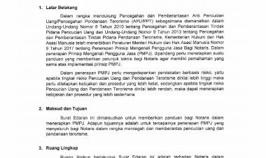SE No. AHU.UM.01.01-1232 Tentang Panduan Penerapan Prinsip Mengenali  Pengguna Jasa Bagi Notaris