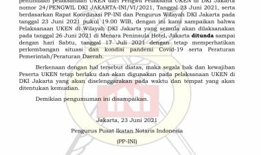 PENGUMUMAN TERKAIT UJIAN KODE ETIK NOTARIS 2021