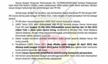 Pengumuman Pelaksanaan Ujian Kode Etik 2022