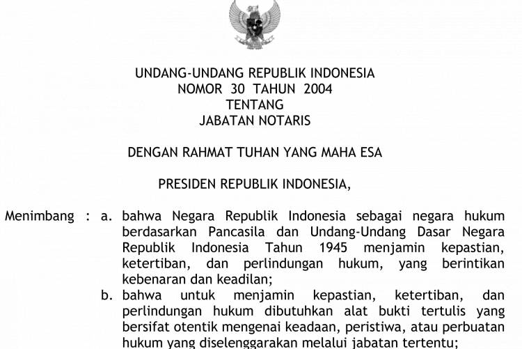 UU No 30 Thn 2004 Tentang Jabatan Notaris