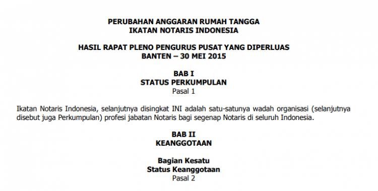 Perubahan ART INI KLB2015