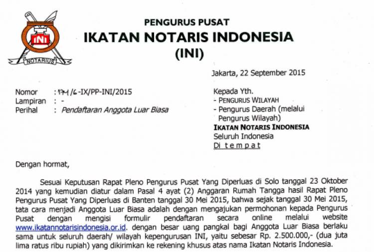 Surat PP tentang pendaftaran ALB