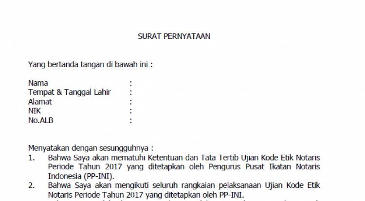 DOWNLOAD SURAT PERNYATAAN UKEN 2017